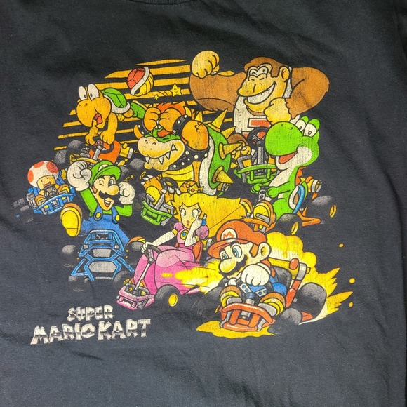 Super Mario Kart T-Shirt – Nintendo Graphic Tee – Size Medium – Black – Retro - Picture 3 of 4